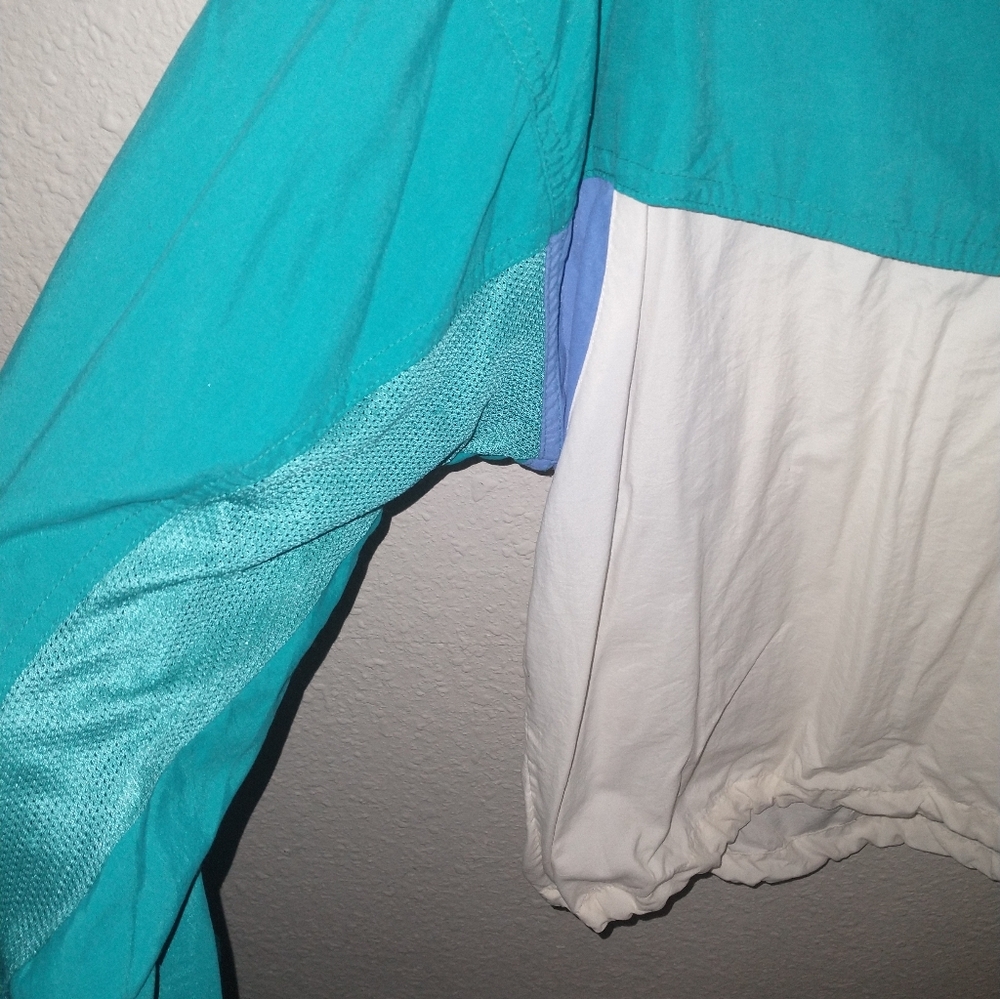 Vintage Solumbra 90"s 'Teal and White Half-Zip Pullover Windbreaker M - Picture 4 of 5